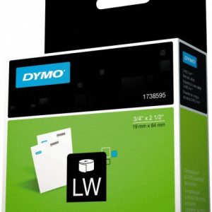 DYMO Label Maker Label: White, 2-1/2" OAL, 3/4" OAW, 450 per Roll, 1 Roll 1738595