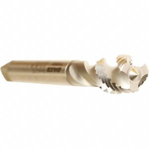 EMUGE Spiral Flute Tap: 9/16-24 UNEF, 5 Flutes, Modified Bottoming, 2B Class of Fit, Cobalt, Bright/Uncoated C0501000.5063