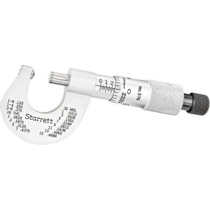 STARRETT Mechanical, 0 to 1/2 Inch Measurement, Satin Chrome Finish Carbide Face Ball Anvil Micrometer 66441