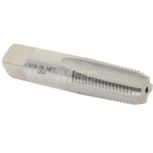 HERTEL Standard Pipe Tap: 1/4-18, NPT, 4 Flutes, Carbon Steel, Bright/Uncoated 793U 1/4