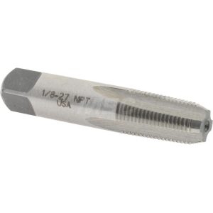 HERTEL Standard Pipe Tap: 1/8-27, NPT, 4 Flutes, Carbon Steel, Bright/Uncoated 793U 1/8