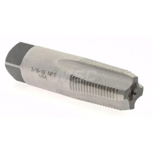 HERTEL Standard Pipe Tap: 3/8-18, NPT, 4 Flutes, Carbon Steel, Bright/Uncoated 793U 3/8