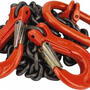 PEWAG Chain Sling: Double-Leg, Oblong & Sling Hook, 5' Long, 3500 lb Vertical Capacity, 3500 lb Capacity at 30 deg, 9/32" Chain, Alloy Steel 7G80DOS/5