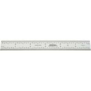 SPI Steel Rule: 6" OAL, 4R Graduation, Rigid, 3/4" OAW 13-841-2