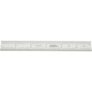 SPI Steel Rule: 6" OAL, 16R Graduation, Rigid, 3/4" OAW 13-843-8