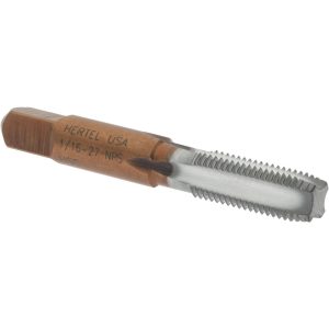 HERTEL Standard Pipe Tap: 1/16-27, NPS, 4 Flutes, High Speed Steel, Chrome Finish R835619K-S