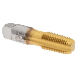 HERTEL Standard Pipe Tap: 1/4-18, NPTF, 4 Flutes, High Speed Steel, TiN Finish G837530T-S