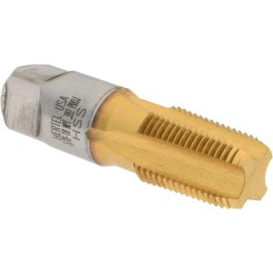HERTEL Standard Pipe Tap: 3/8-18, NPT, 4 Flutes, High Speed Steel, TiN Finish G837520T-S
