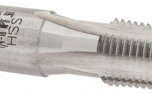 HERTEL Standard Pipe Tap: 1/4-18, NPTF, 4 Flutes, High Speed Steel, Bright/Uncoated G837530-S