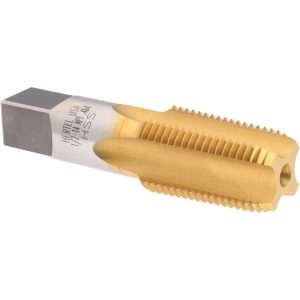 HERTEL Standard Pipe Tap: 1/2-14, NPT, 4 Flutes, High Speed Steel, TiN Finish R837558T-S