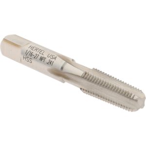 HERTEL Standard Pipe Tap: 1/16-27, NPT, 4 Flutes, High Speed Steel, Bright/Uncoated G837553-S