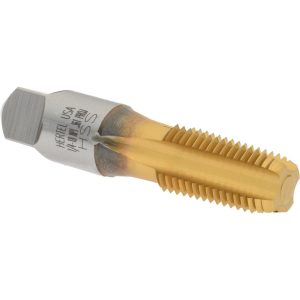 HERTEL Standard Pipe Tap: 1/4-18, NPT, 4 Flutes, High Speed Steel, TiN Finish G837556T-S