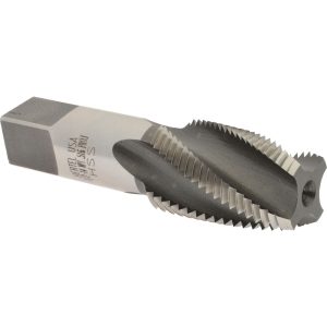 HERTEL 1/2-14 NPT, 15&deg; Helix, 4 Flutes, Bright Finish, High Speed Steel, Spiral Flute Pipe Tap R837541-S