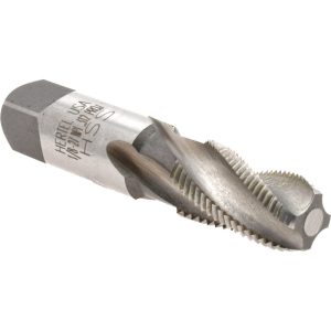 HERTEL 1/8-27 NPT, 15&deg; Helix, 4 Flutes, Bright Finish, High Speed Steel, Spiral Flute Pipe Tap R127044-S