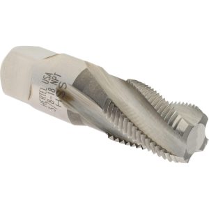 HERTEL 3/8-18 NPT, 15&deg; Helix, 4 Flutes, Bright Finish, High Speed Steel, Spiral Flute Pipe Tap R837540-S