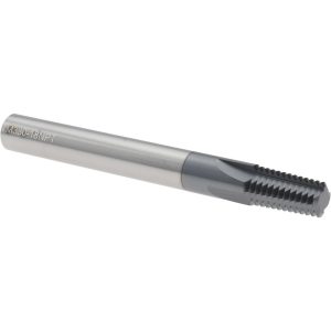 SCIENTIFIC CUTTING TOOLS Straight Flute Thread Mill: 1/4-18 & 3/8-18, External & Internal, 4 Flutes, 3/8" Shank Dia, Solid Carbide TM33018NPTTIN/C