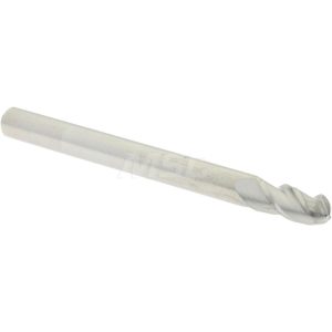 ACCUPRO Ball End Mill: 0.125" Dia, 0.25" LOC, 3 Flute, Solid Carbide 60338605