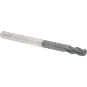ACCUPRO Ball End Mill: 0.125" Dia, 0.25" LOC, 3 Flute, Solid Carbide 60338761