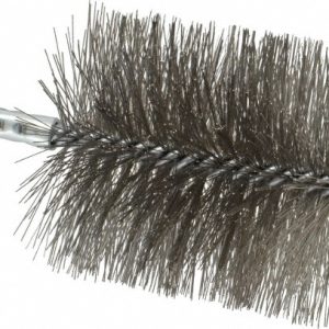 SCHAEFER BRUSH Double Stem/Spiral Tube Brush: 4" Dia, 7-1/4" OAL, Stainless Steel Bristles 43868