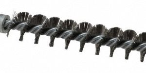 SCHAEFER BRUSH Double Stem/Single Spiral Tube Brush: 9/16" Dia, 6-1/4" OAL, Stainless Steel Bristles 93513