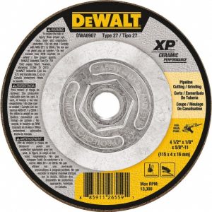 DEWALT Depressed Center Wheel: Type 27, 4-1/2" Dia, 0.13" Thick, Ceramic DWA8907