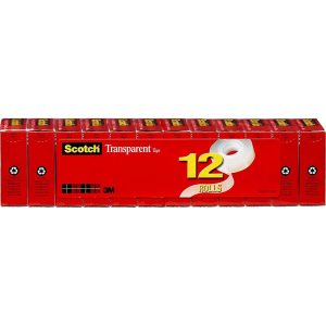 SCOTCH Packing Tape: 3/4" Wide, Clear, Rubber Adhesive 7100104287