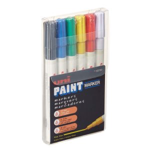 UNI-BALL Solid Paint Marker: Black, Blue, Green, Red, White & Yellow, Oil Base 63720