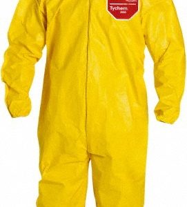 DUPONT Disposable Coveralls: Chemical, Abrasion & Splash Protection, Size Large, 2.5000 oz, Tychem 2000, Zipper & Stormflaps Closure QC127BYLLG001200