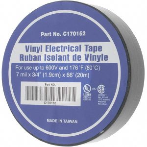 VALUE COLLECTION Electrical Tape: 3/4" Wide, 66' Long, 7 mil Thick, Black C170152
