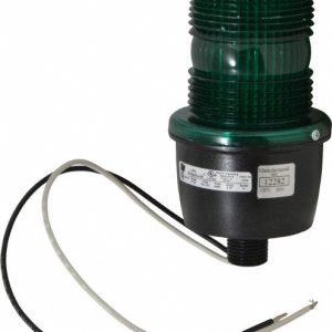 FEDERAL SIGNAL CORP Low Profile Mini Strobe Light: Green, Pipe Mount, 120VAC LP3M-120G