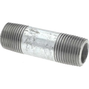 VALUE COLLECTION Galvanized Pipe Nipple: 3/8", 2" Long, Schedule 40, Steel NG03020