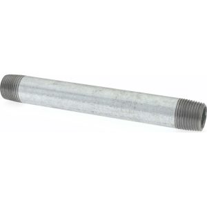 VALUE COLLECTION Galvanized Pipe Nipple: 3/8", 5" Long, Schedule 40, Steel NG03050