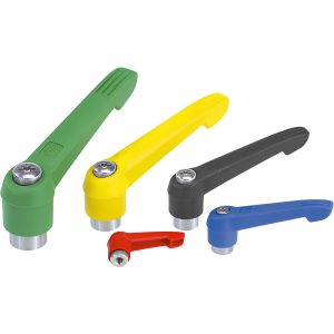 KIPP Threaded Stud Adjustable Clamping Handle: 1/4-20 Thread, 0.51" Hub Dia, Fiberglass with Stainless Steel Components K0270.1A21X15