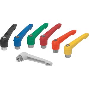 KIPP Tension Lever Adjustable Clamping Handle: M10 x 1.50 Thread, 21.5 mm Hub Dia, Fiberglass Reinforced Plastic K0270.3101