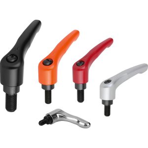 KIPP Threaded Hole Adjustable Clamping Handle: 1/4-20 Thread, 0.51" Hub Dia, Die Cast Zinc, Black K0122.1A21