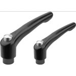 KIPP Threaded Stud Adjustable Clamping Handle: 3/8-16 Thread, 0.73" Hub Dia, Die Cast Zinc, Black K0122.2A41X25