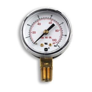 SMITH/MILLER Pressure Gauge, 1/4" NPT Bottom Stem, 100 PSI GA143-03