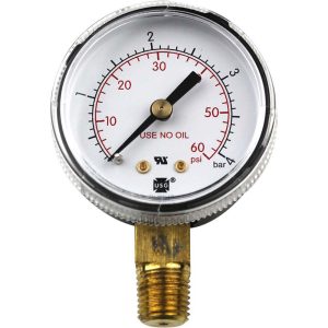 SMITH/MILLER Pressure Gauge, 1/4" NPT Bottom Stem, 60 PSI GA135-03
