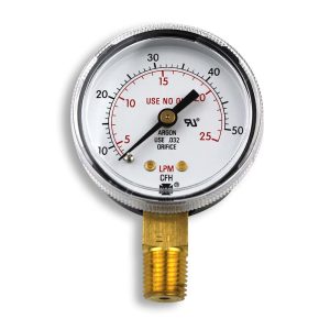 SMITH/MILLER Pressure Gauge, 1/4" NPT Bottom Stem, 50 CFH/25 LPM GA136-03