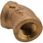 MERIT BRASS Brass Pipe 45 &deg; Elbow: 1/4" Fitting, Threaded, FNPT x FNPT, Class 125, Lead Free XNL102-04