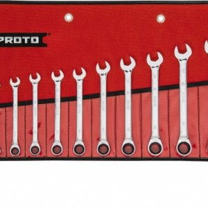 PROTO Combination Wrench Set: 12 Pc, 8 to 19 mm Wrench, Metric JSCRMT-12S