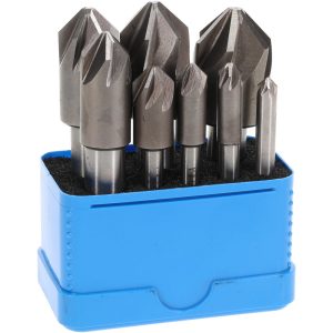 VALUE COLLECTION Countersink Set: 8 Pc, 1/4 to 1" Head Dia, 6 Flute, 90 deg Included Angle SC21908S