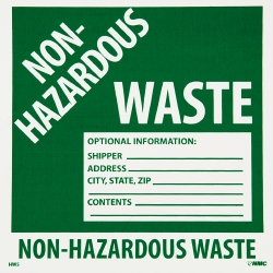 ACCUFORMNMC Label: "Non-Regulated Waste Optional Information: Shipper___, Address___, City, State, Zip___, Contents___", Square, 6" Wide, 6" High HW5W