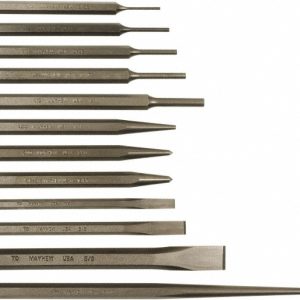 MAYHEW Punch & Chisel Set: 12 Pc, 1/4 - 5/8" Chisel, 1/8 - 3/8" Punch 61040