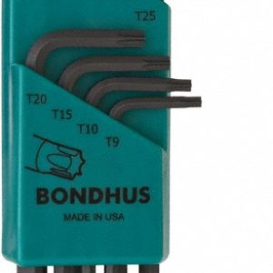 BONDHUS Torx Key Set: 8 Pc, L-Handle, T9 to T40 31734