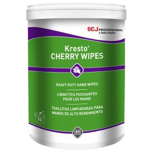 SC JOHNSON PROFESSIONAL Kresto Cherry Heavy Duty Hand Wipes, Pre-Moistened, Center Pull Canister, Cherry Scent, Red KCW70W