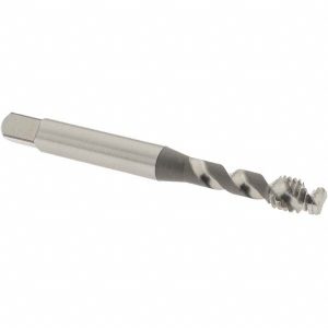 OSG Spiral Flute Tap: M6x1, Metric Coarse, 2 Flute, Modified Bottoming Chamfer, 6H Class of Fit, Vanadium High-Speed Steel, Bright/Uncoated Finish 2963600
