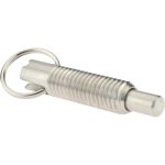 GIBRALTAR 1/2-13, 1.4" Thread Length, 5/16" Plunger Diam, 1/2" Plunger Projection, 2.5 Lb Init to 5 Lb Final End Force, Stainless Steel Locking Pull Ring Plunger SSTPR50-G