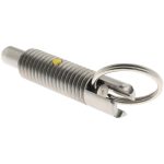 GIBRALTAR 1/2-13, 1.4" Thread Length, 5/16" Plunger Diam, 1/2" Plunger Projection, 2.5 Lb Init to 5 Lb Final End Force, Stainless Steel Locking Pull Ring Plunger SSTPR50-PT-G