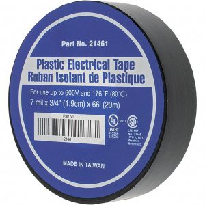 VALUE COLLECTION Electrical Tape: 3/4" Wide, 66' Long, 7 mil Thick, Black 21461